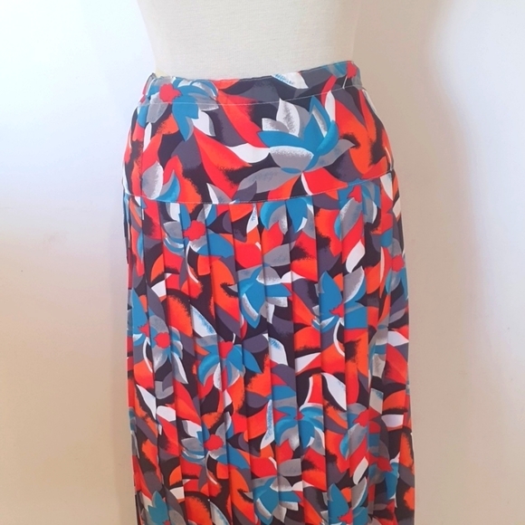 VINTAGE 80S Size 18 Blue/Orange Set Pleated - Picture 6 of 8